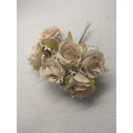 Цветы из ткани 3,5-4 см в пучках (6 шт) цв. бежевый, цена за пучок